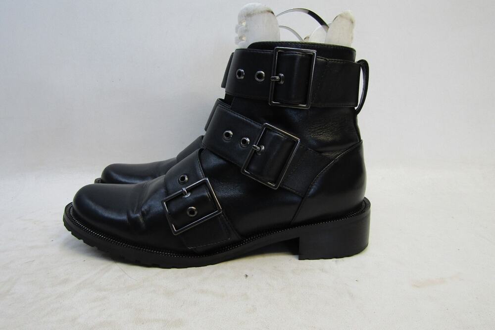 Blondo Womens Size 9.5 M Black Leather Zip Buckle Ankle Fashion Boots Booties